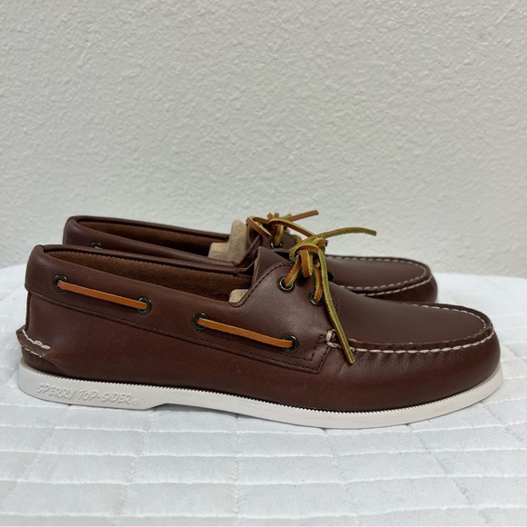 Sperry X J.Crew Original two-eye boat shoes in leather Crew Brown Size 11 - Picture 6 of 12